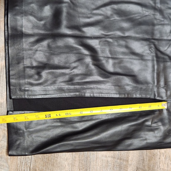 EXPRESS Faux Leather Midi Skirt with Front Slit Black Size XL Edgy Chic Pencil - Picture 10 of 14